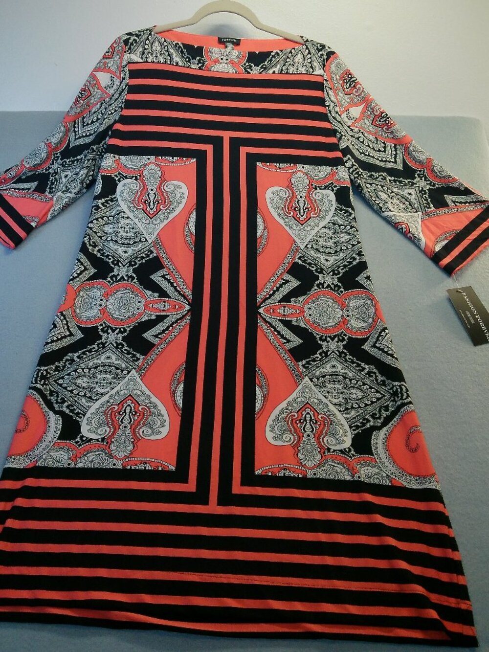 Dress 3/4 Sleeve Forever Boho Boat Neck Size XL